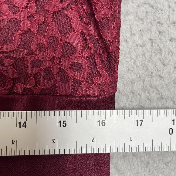 Vintage Just Choon Dress Womens Size 11 Burgundy Lace Maxi Empire Waist Regency - Picture 8 of 9